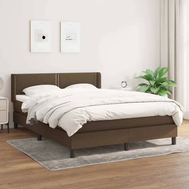 vidaXL Boxspring met matras stof donkerbruin 140x190 cm bruin
