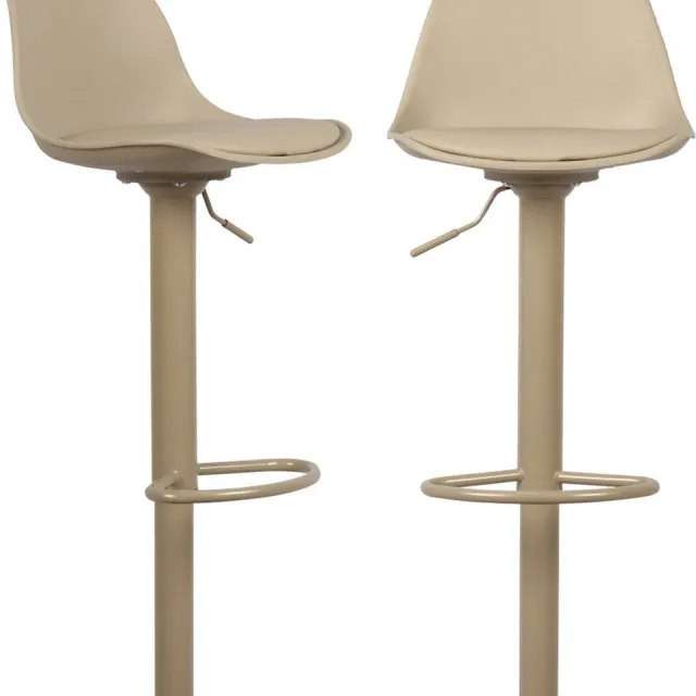 sweeek Set van 2 verstelbare barkrukken 61,5/83,5cm metaal en kunstleer - noah Cappuccino