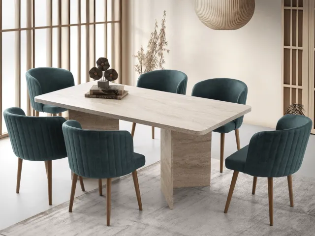 Mobistoxx LOFI rechthoekige eettafel 180 cm travertijn