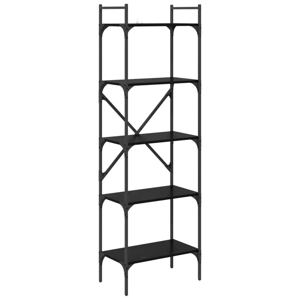 vidaXL Boekenkast 5-laags 56 x 32 x 174 cm Bewerkt hout Zwart Eiken