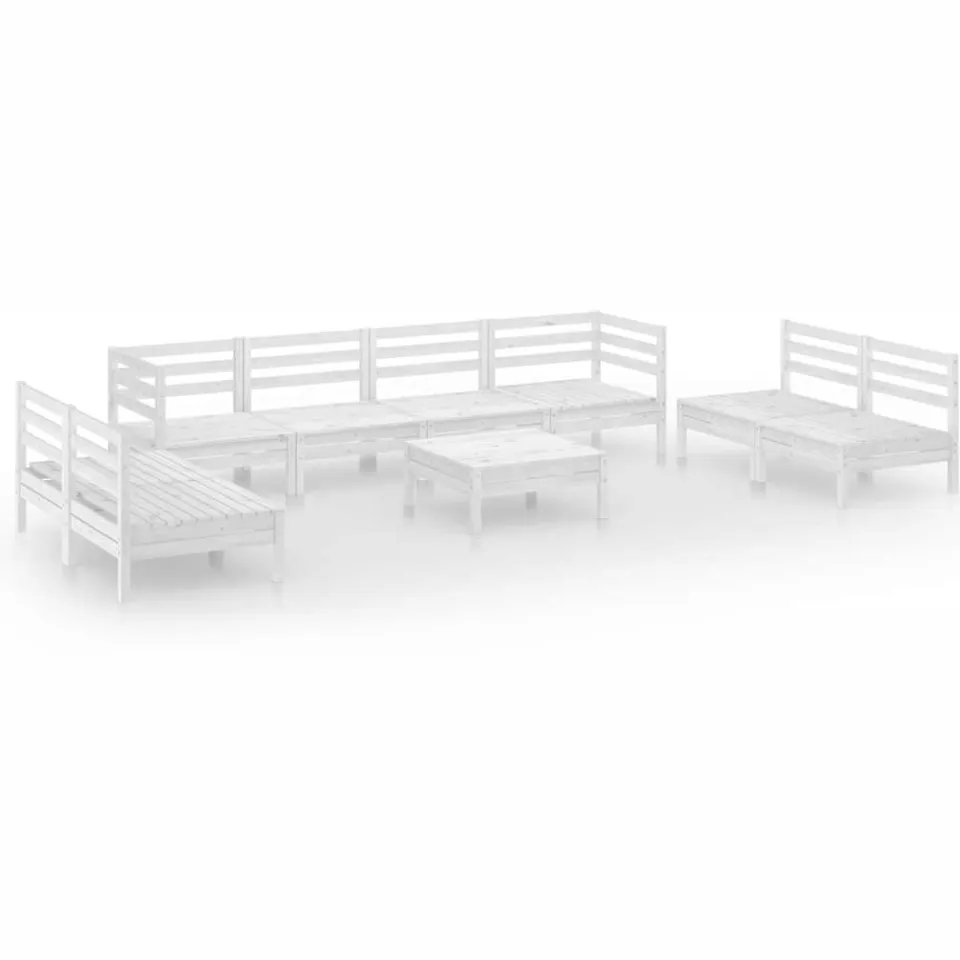 vidaXL 9-delige Loungeset massief grenenhout wit, foto 3