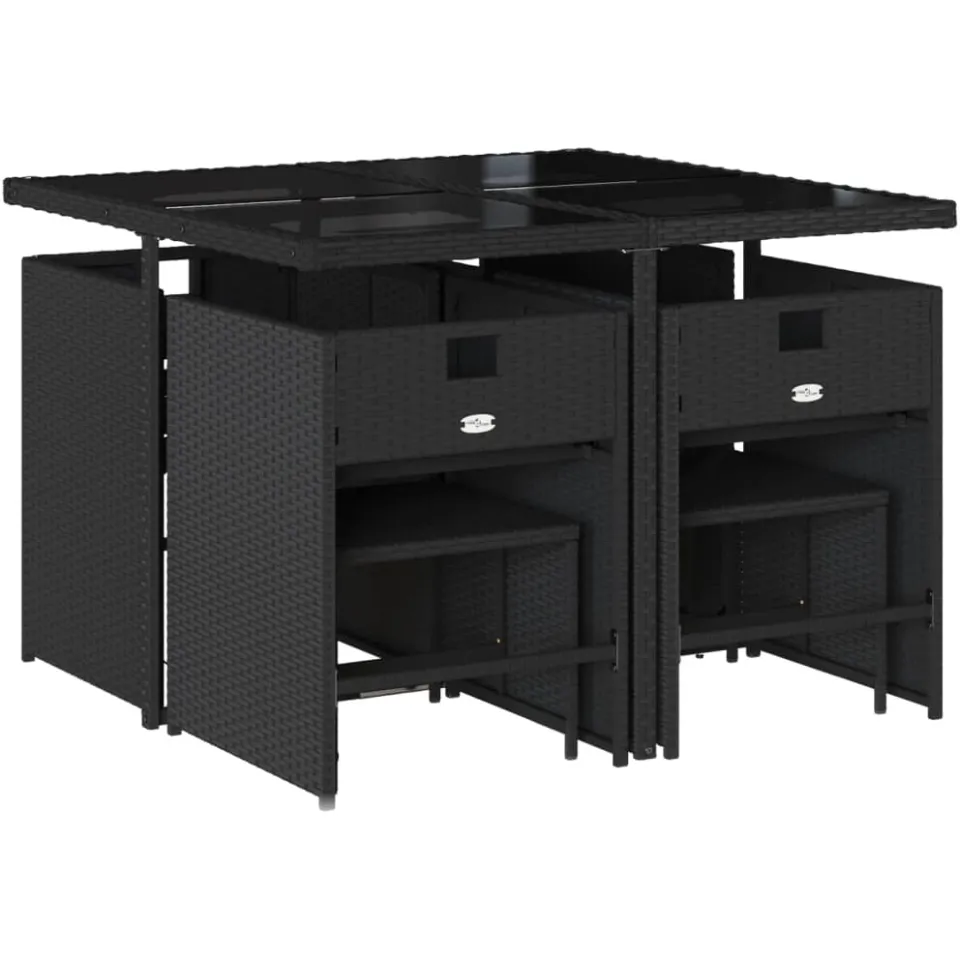 vidaXL 9-delige Tuinset poly rattan zwart