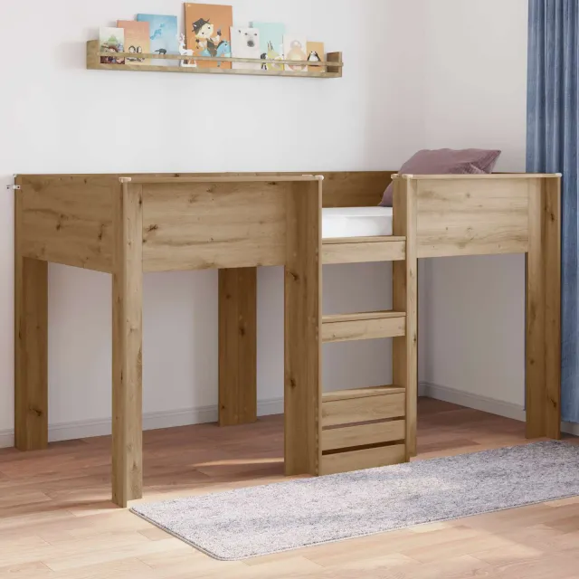 vidaXL Bunk Bed voor Kinderen Artisan Eiken 100 x 200 cm Bewerkt hout Bruin