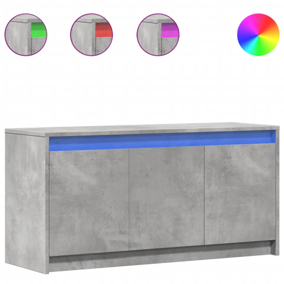 vidaXL Tv-meubel met LED 100x34x50 cm bewerkt hout betongrijs grijs, foto 3