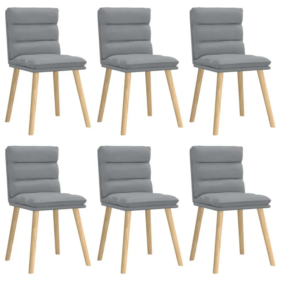 vidaXL Eetkamerstoelen 6 st stof lichtgrijs grijs, foto 3