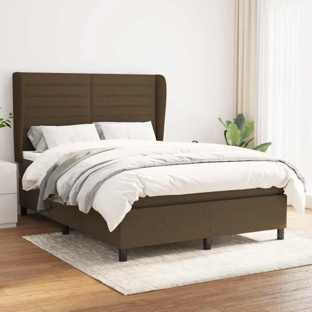 vidaXL Boxspring met matras stof donkerbruin 140x200 cm bruin
