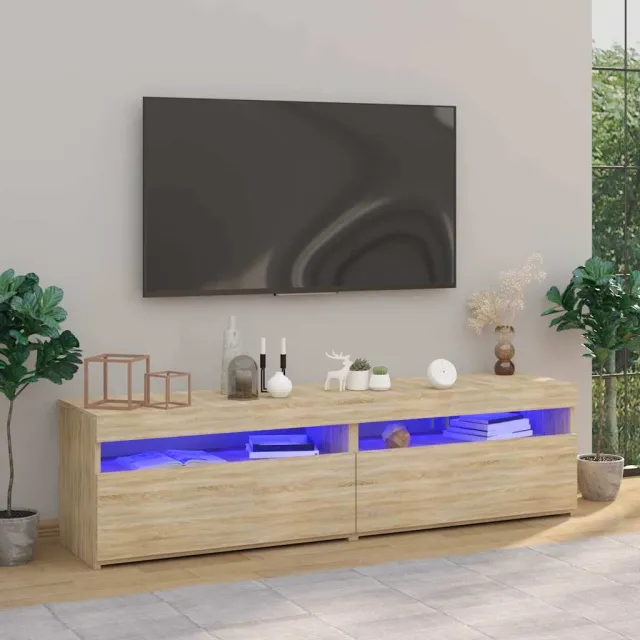 vidaXL Tv-meubelen 2 st met LED-verlichting 75x35x40 cm sonoma eiken Bruin