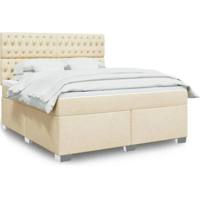 vidaXL Boxspring met matras stof crèmekleurig 180x200 cm