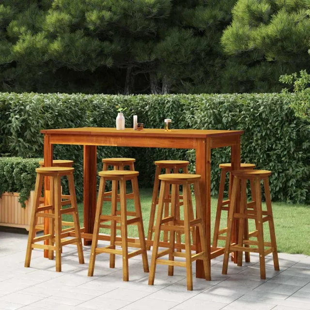 vidaXL 9-delige Tuinbarset massief acaciahout bruin, foto 2