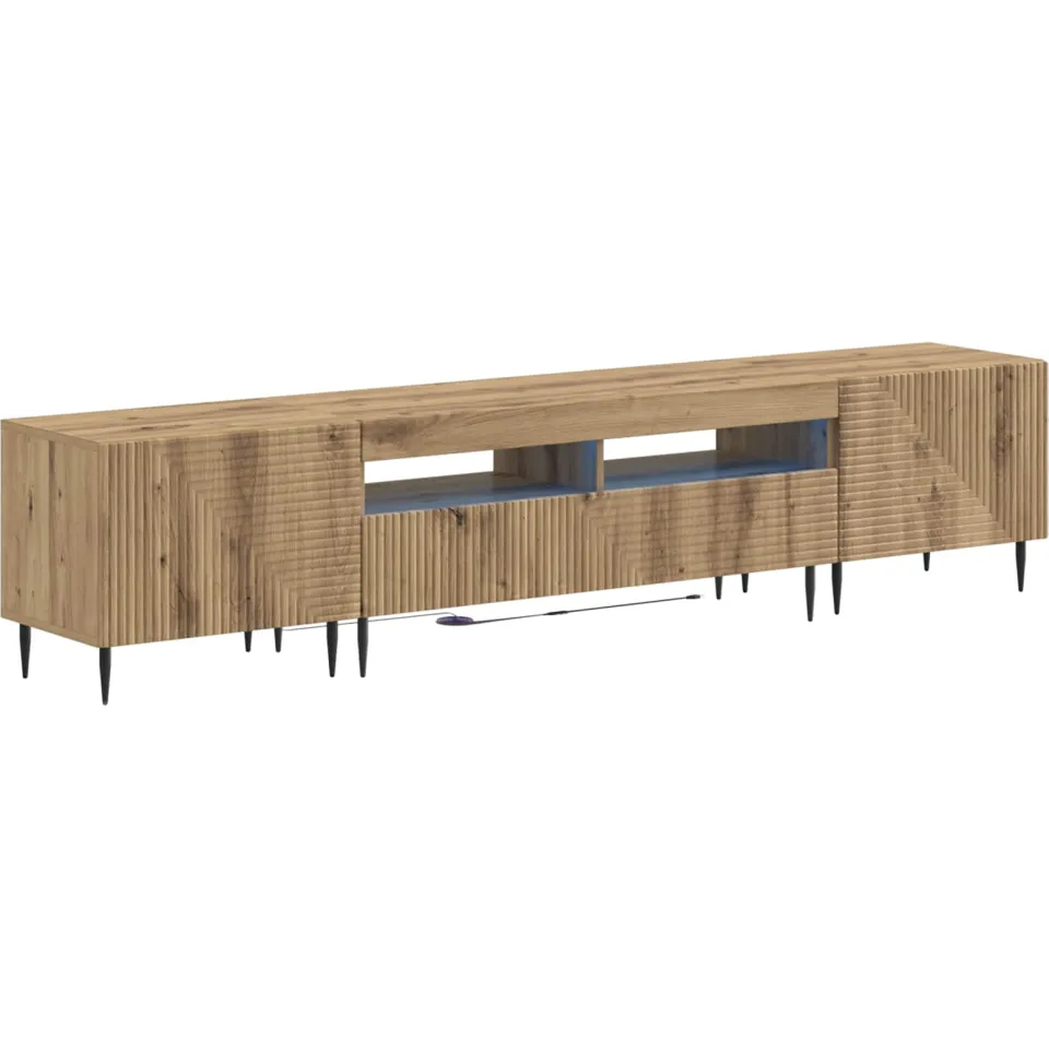 vidaXL 3-delige LED TV-kast Artisanaal eiken Bewerkt hout Grijs