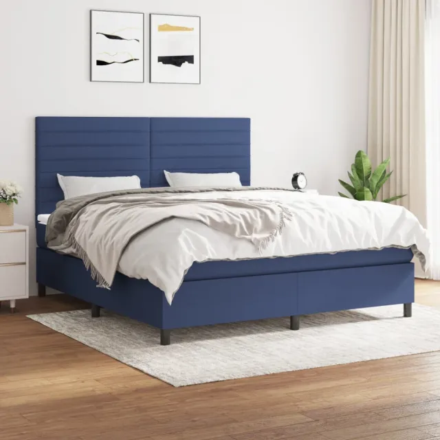 vidaXL Boxspring met matras stof blauw 180x200 cm
