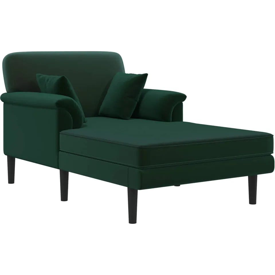 vidaXL Chaise longue Donkergroen fluweel