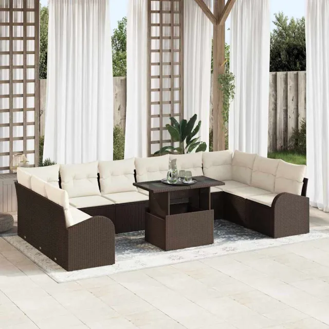 vidaXL Tuin Sofa Set 11 st Bruin Poly riet