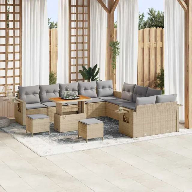 vidaXL Tuin Sofa Set 13 st Beige poly rattan, foto 2