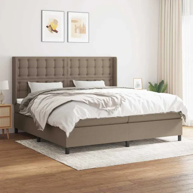 vidaXL Boxspring met matras stof taupe 200x200 cm