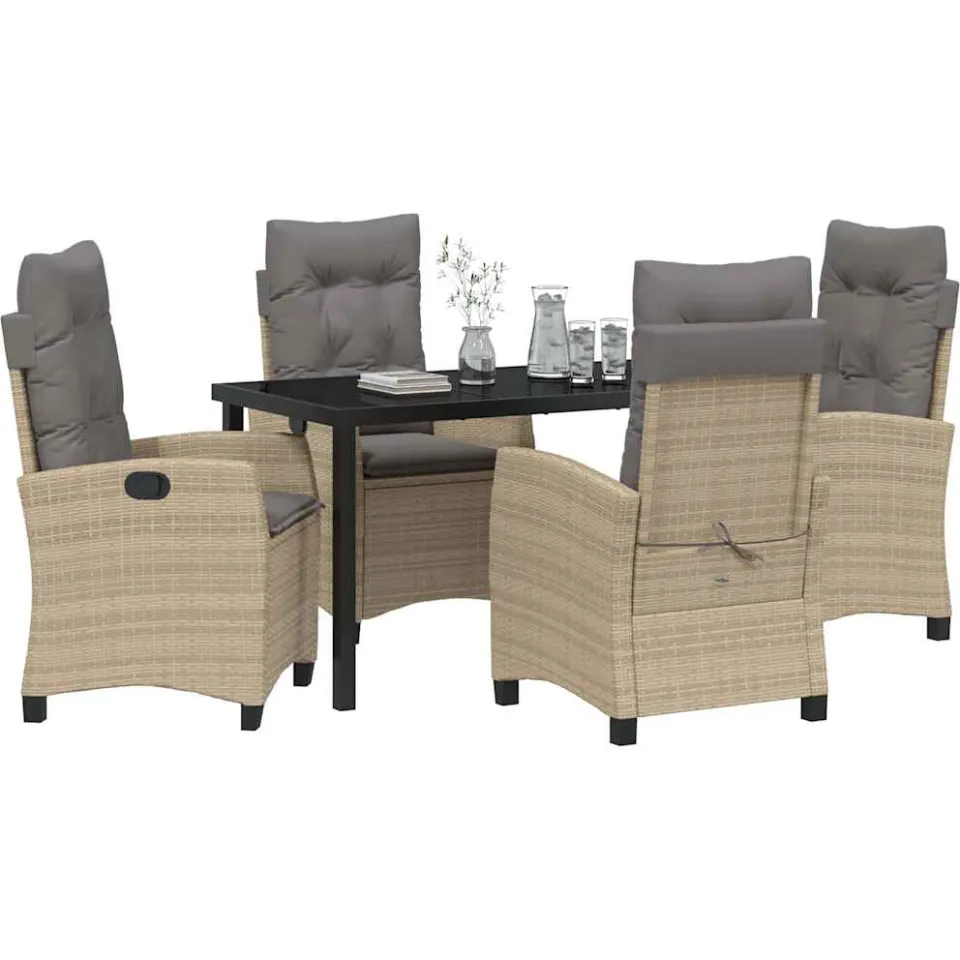 vidaXL Tuin eettafelset 5 st Beige poly rattan