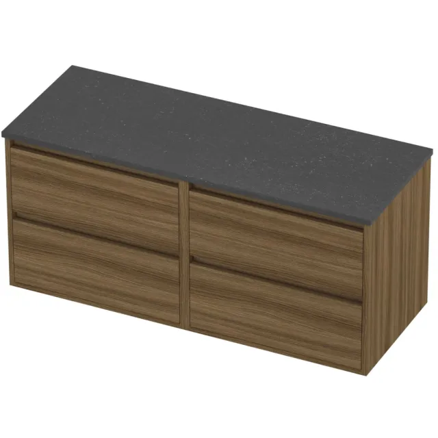 Proline Deck Badmeubelset Hardsteen Greeploos 120x46x54 cm Blue Stone Caramel Walnut Houtlook