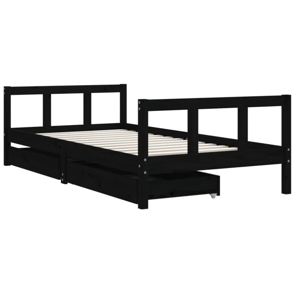 vidaXL Kinderbedframe met lades 90x190 cm massief grenenhout zwart