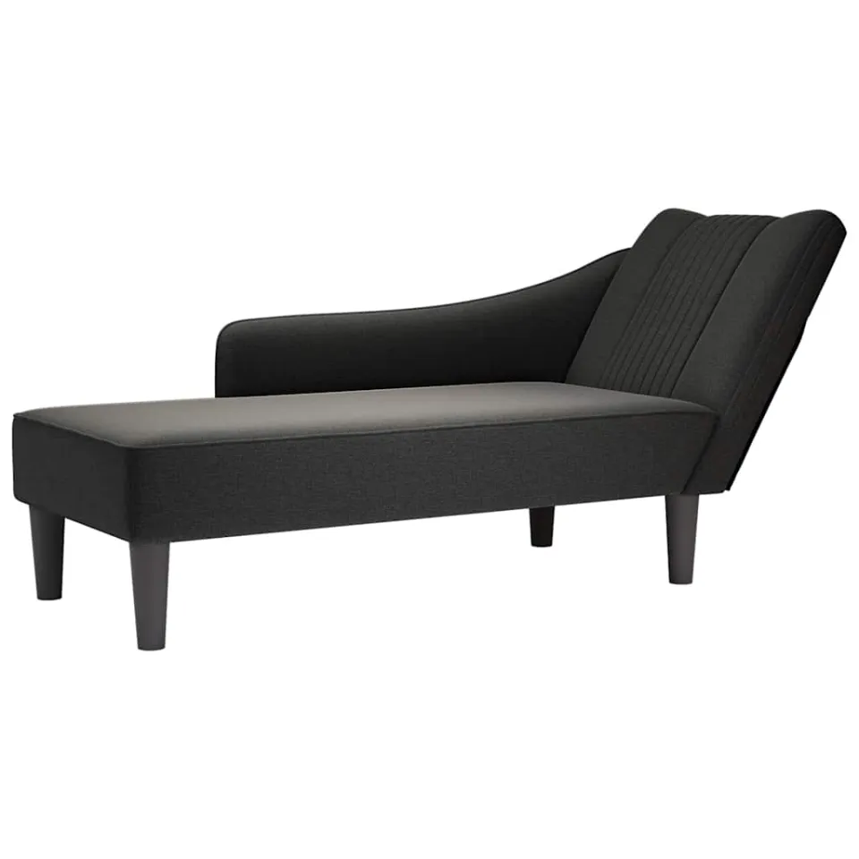 vidaXL Chaise longue met rechterarmleuning stof zwart, foto 4