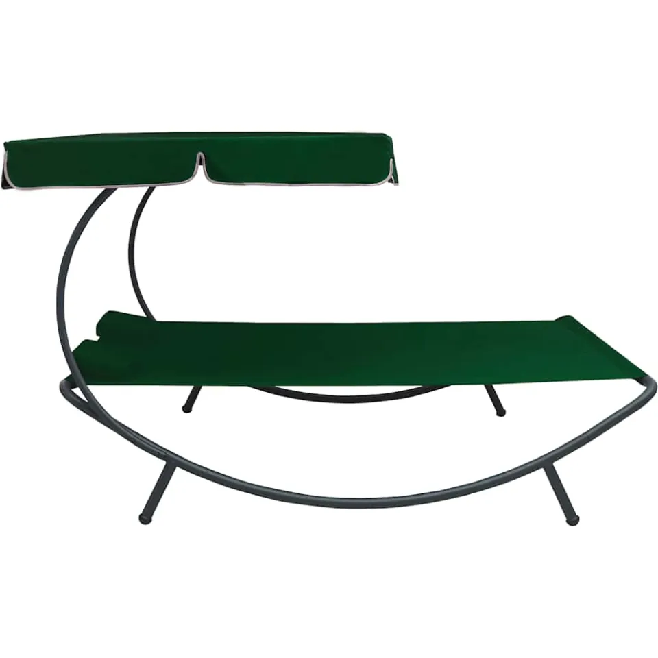 vidaXL Loungebed met luifel en kussens groen, foto 4