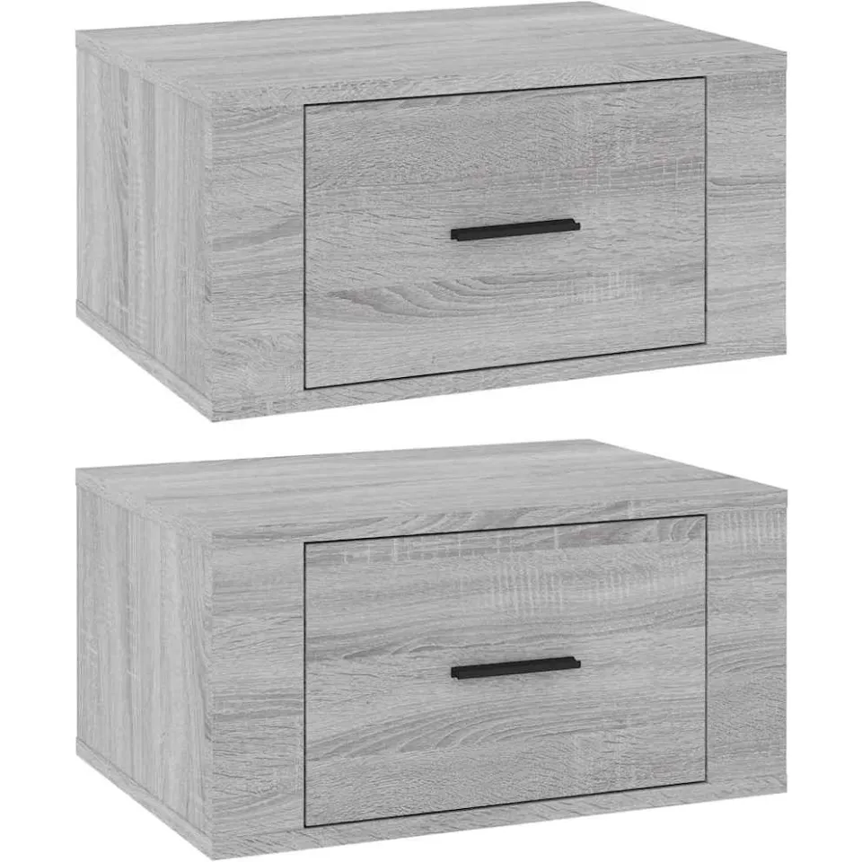 vidaXL Nachtkastjes 2 st wandgemonteerd 50x36x25 cm grijs sonoma eiken