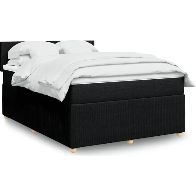 vidaXL Boxspring met matras stof zwart 140x200 cm