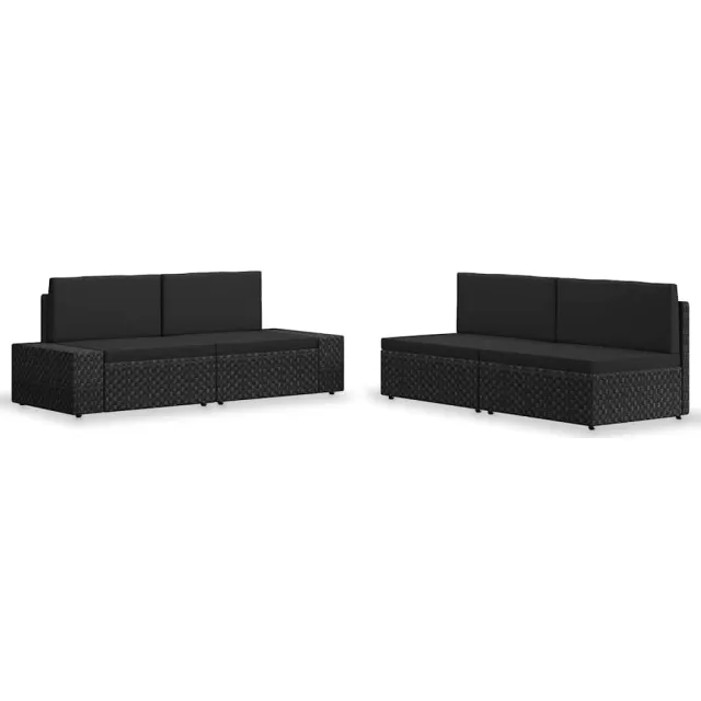 vidaXL 4-delige Loungeset poly rattan zwart, foto 2