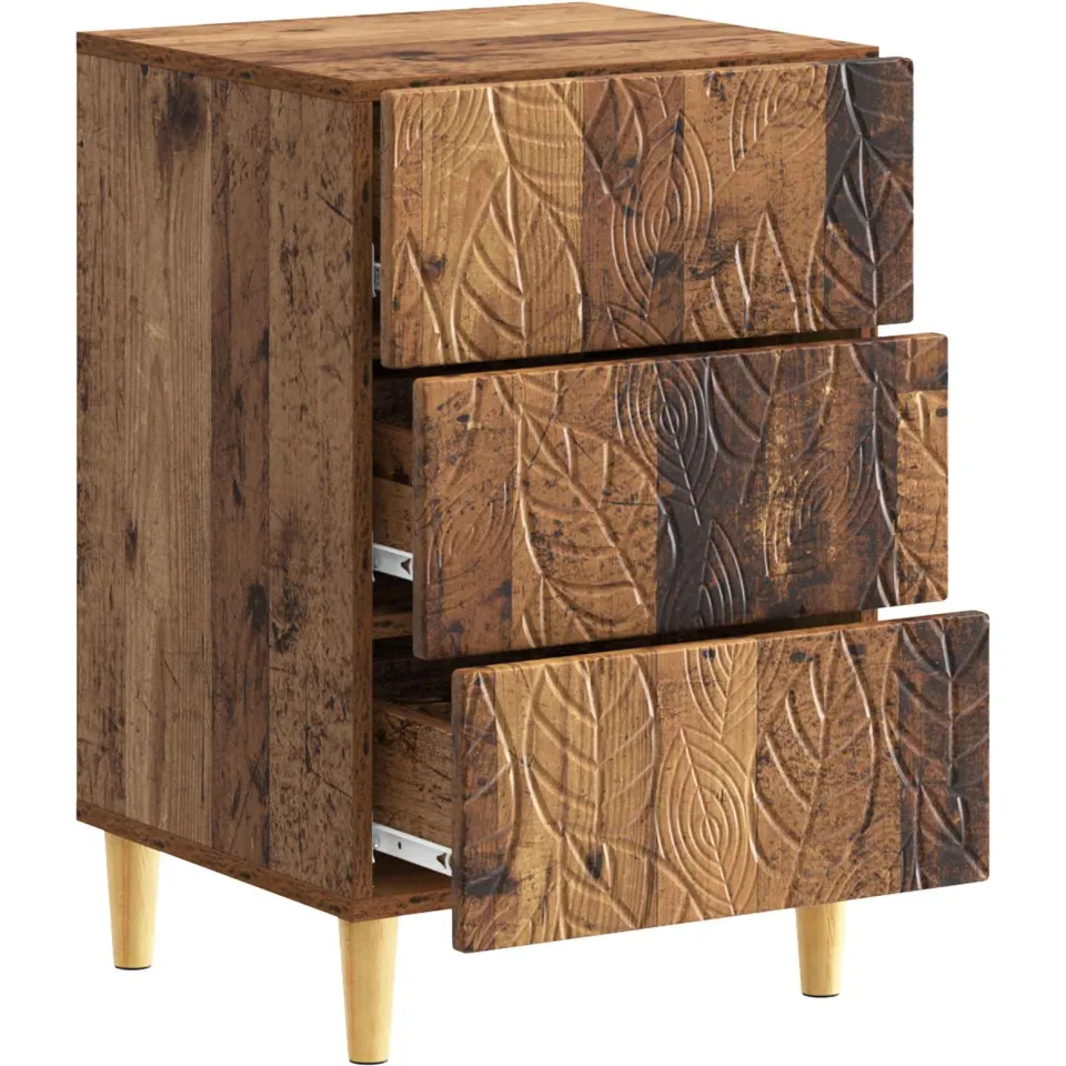 vidaXL Nachtkastje Oud hout 43 x 41 x 66,5 cm Bewerkt hout Bruin