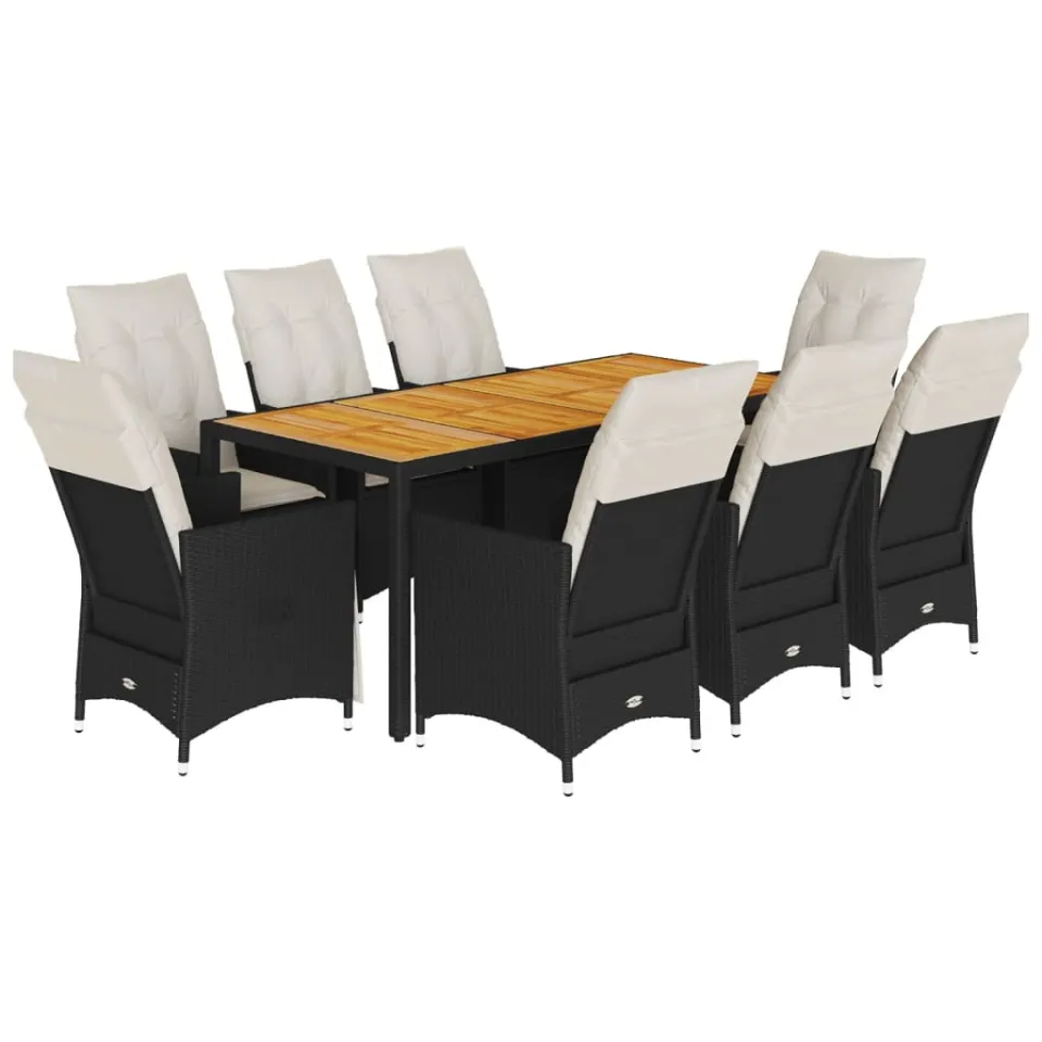 vidaXL 9-delige Tuinset poly rattan zwart, foto 3