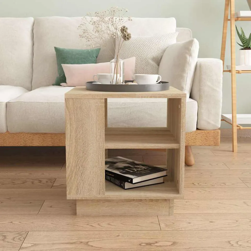vidaXL Salontafel 40x40x43 cm bewerkt hout sonoma eikenkleurig, foto 4
