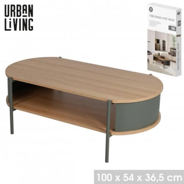 Urban Living “GIGI” salontafel met nis 100×54×H36,5 cm kaki en bruin