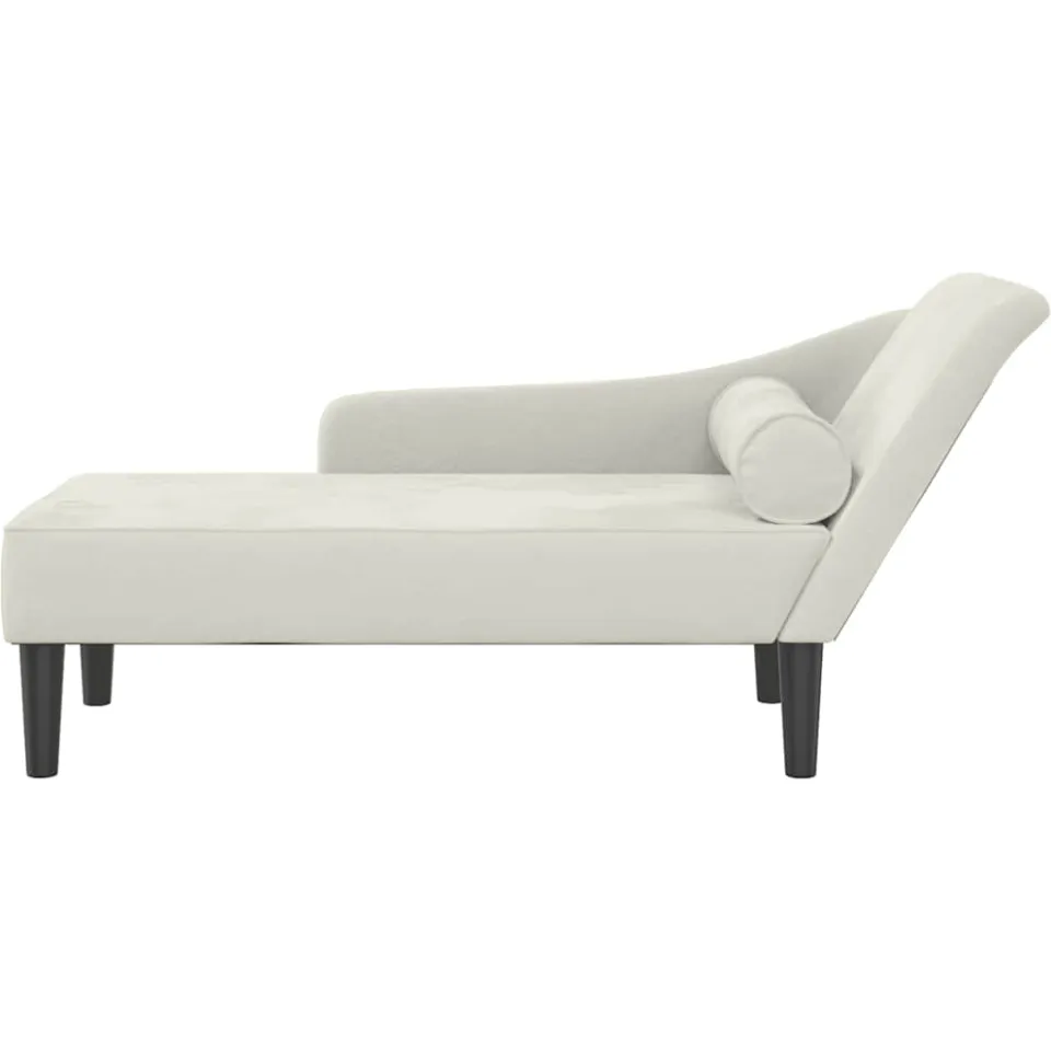 vidaXL Chaise longue met kussens fluweel crèmekleurig, foto 3