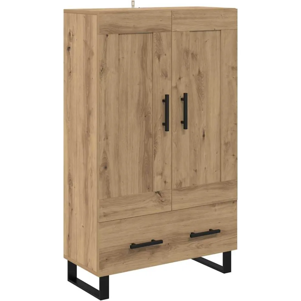 vidaXL Highboard Artisan Eiken 69,5 x 31 x 115 cm Bewerkt hout, foto 3