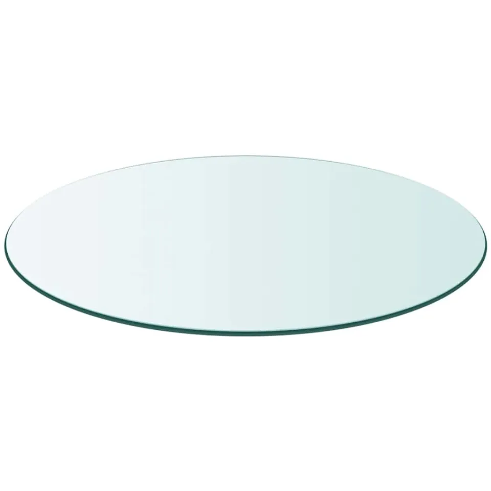 vidaXL Tafelblad van gehard glas 80 cm rond Transparent