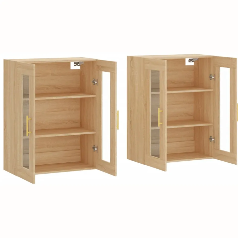 vidaXL Hangkasten 2 st bewerkt hout sonoma eikenkleurig Bruin