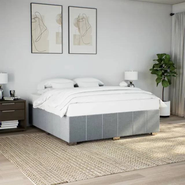 vidaXL Bedframe zonder matras stof lichtgrijs 200x200 cm grijs