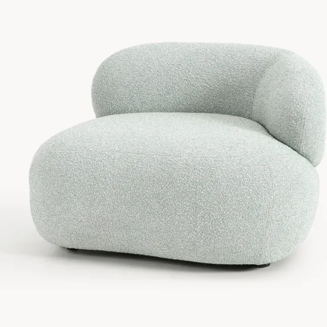Westwing Collection Bouclé loungefauteuil Alba Lichtblauw