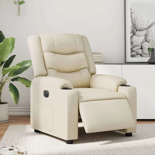 vidaXL Fauteuil elektrisch verstelbaar kunstleer crèmekleurig