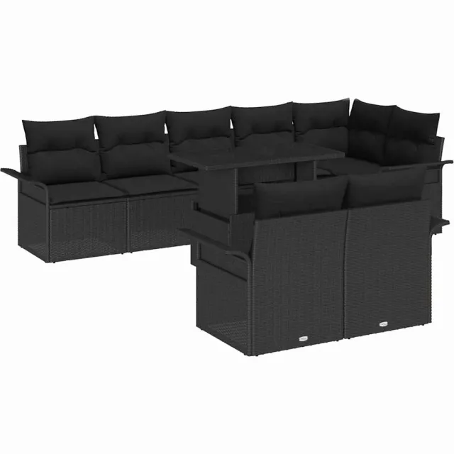 vidaXL Tuin Sofa Set 9 st Zwart [Synthetisch]: Poly Rattan