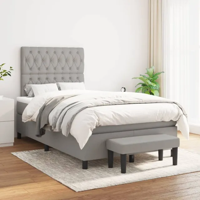 vidaXL Boxspring met matras stof lichtgrijs 120x200 cm grijs