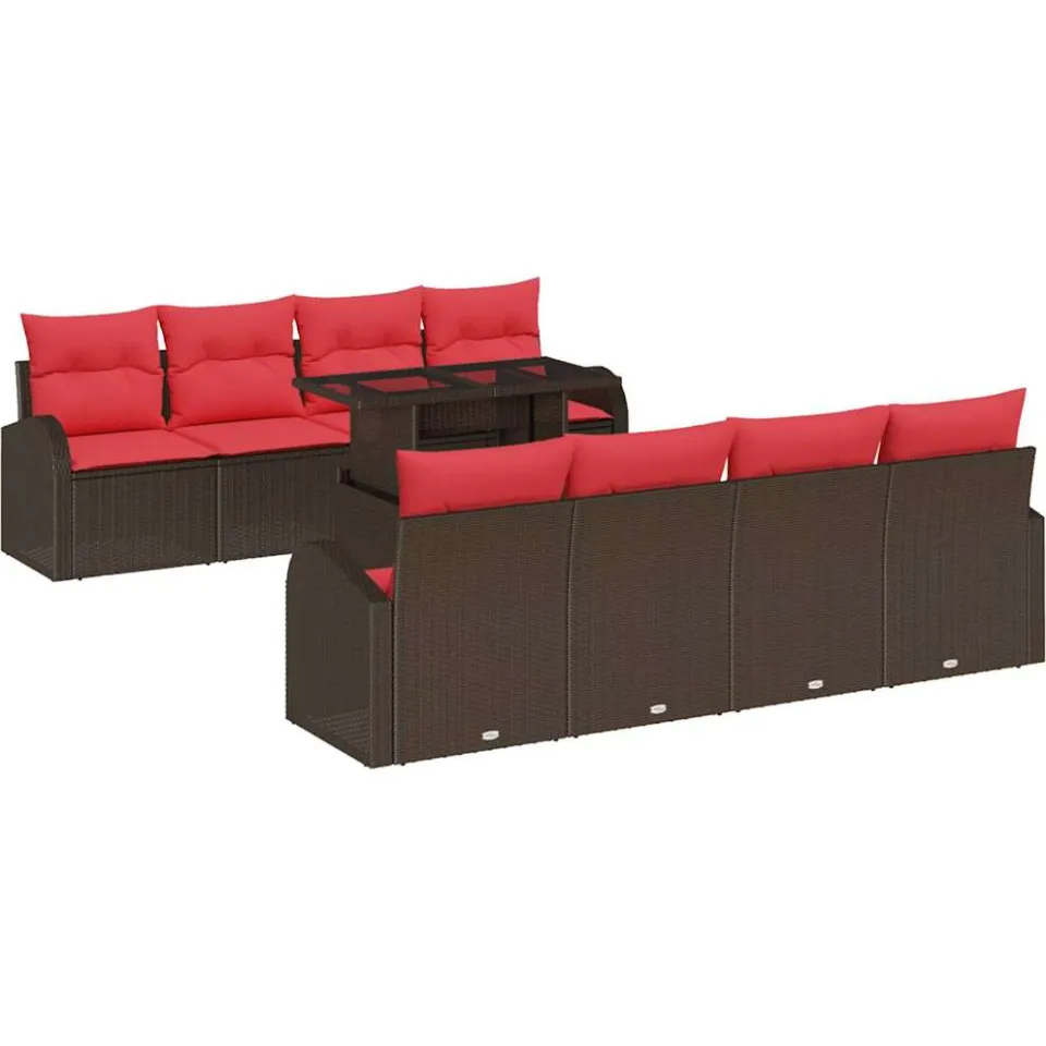 vidaXL Tuin Sofa Set 9 st Bruin poly rattan