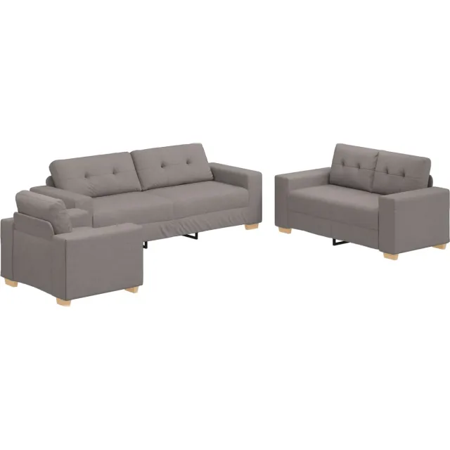 vidaXL Bank - 3 - st - Taupe - Linnenmix - Stoffen
