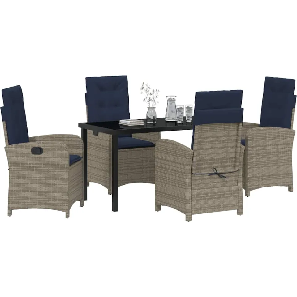 vidaXL Tuin eettafelset 5 st Grijs poly rattan