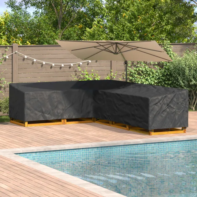 vidaXL Meubelhoes 355 x 275 x 80 cm 420D Oxford Stof L-vorm Waterdicht Zwart