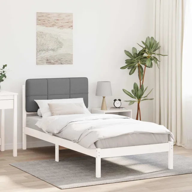vidaXL Bedframe met Gevoerd Hoofdgedeelte Lichtgrijs 90 x 200 cm