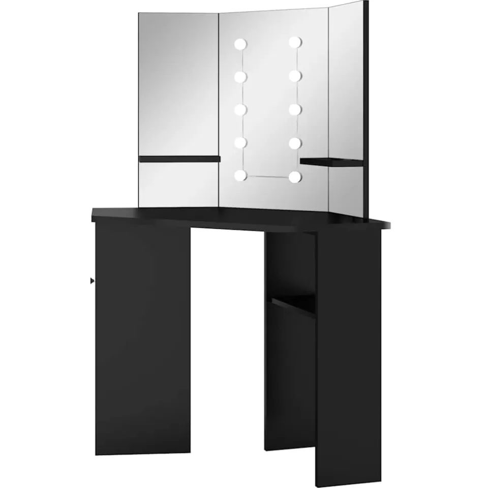 vidaXL Hoekkaptafel met LED 111x54x141,5 cm zwart, foto 4