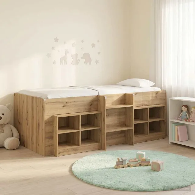 vidaXL Loft Bed Frame met Kast 3 st Artisanaal eiken Bewerkt hout Bruin
