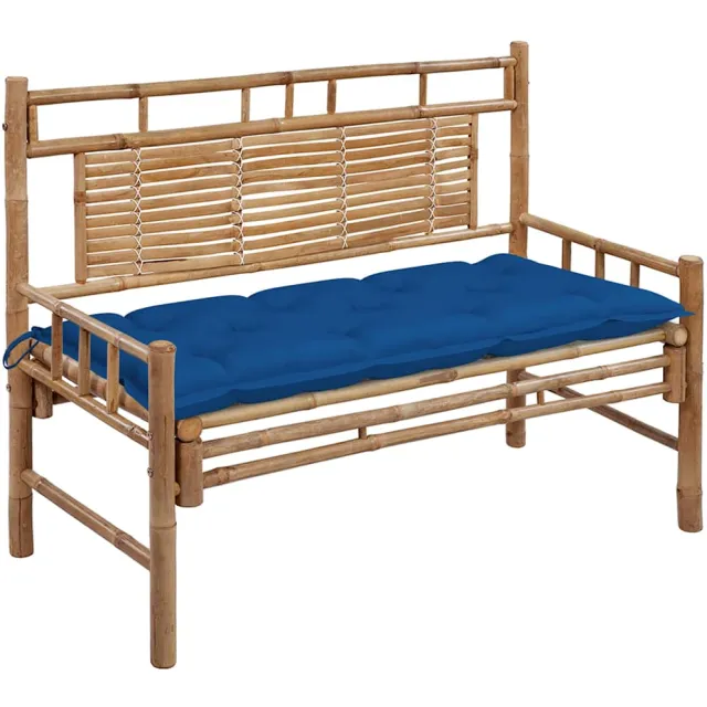 vidaXL Tuinbank met kussen 120 cm bamboe Blauw
