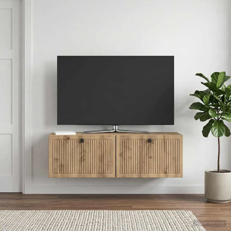 vidaXL Wandbeugel TV-kast 98 x 31 x 30 cm Artisanaal eiken, foto 4