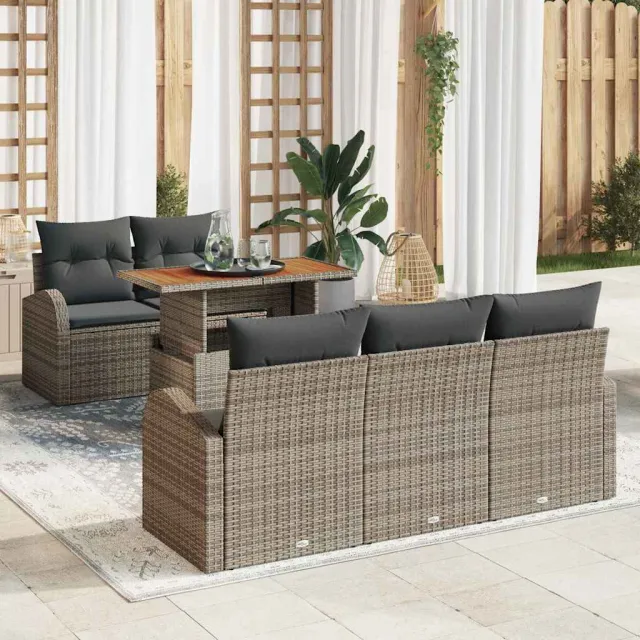 vidaXL Tuin Sofa Set 6 st Grijs Poly riet, foto 2